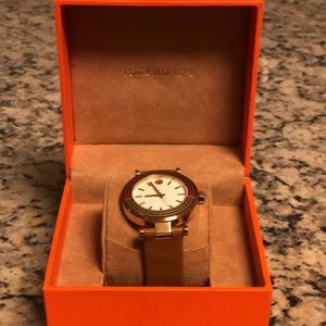 Brand NWT Tory Burch Gold Leather T Strap Watch